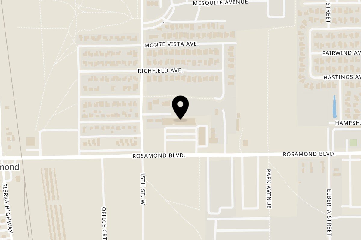 Map showing the location of Louisiana Famous Fried Chicken Rosamond on 1431 W Rosamond Blvd #17 in Rosamond